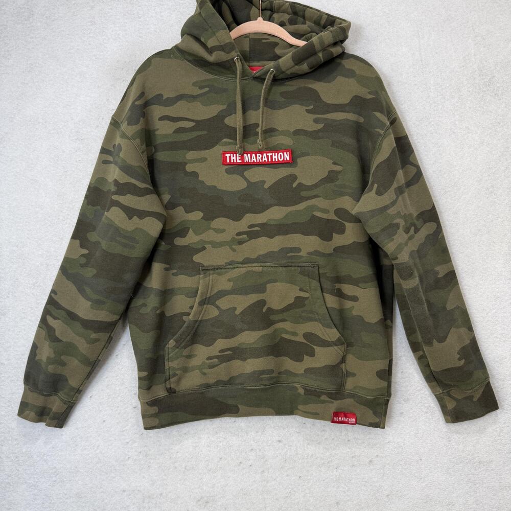 The Marathon Clothing Hoodie Mens Large Green Camo Pullover Kangaroo Pocket